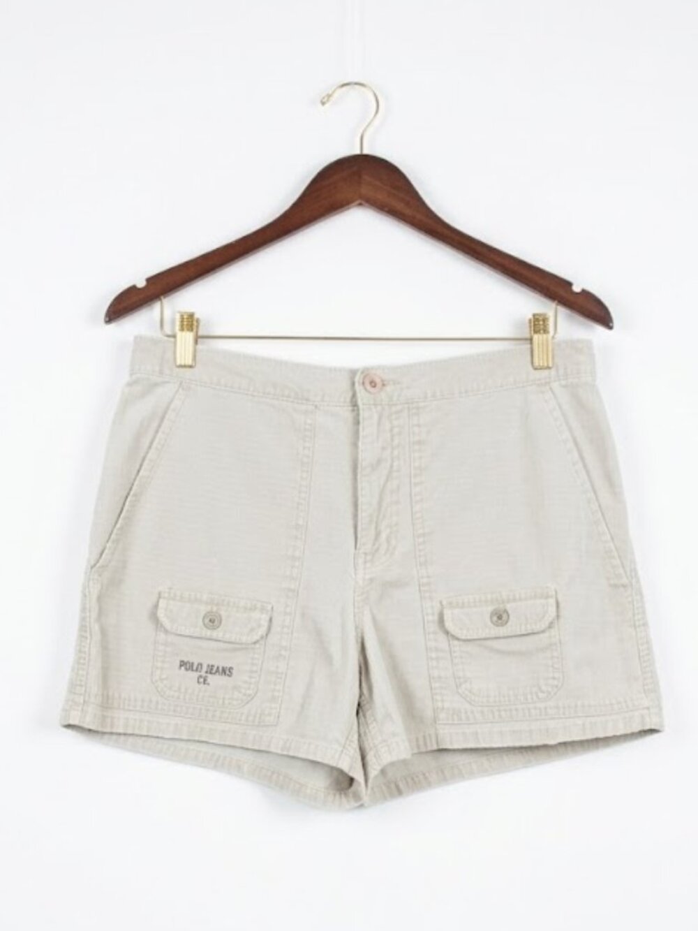 VTG Polo Jeans Co. Ralph Lauren Cotton Khaki Utility Cargo Shorts size 8